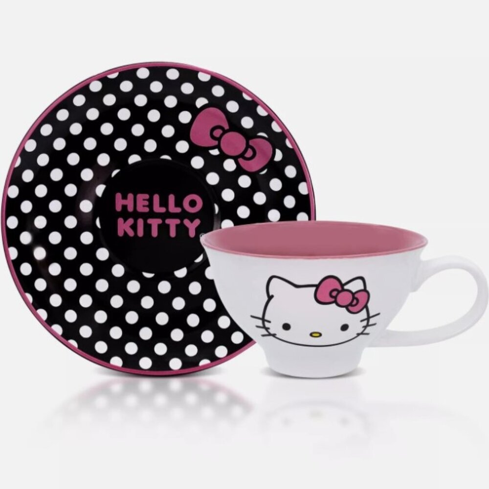 Sanrio Hello Kitty Ceramic Teacup and Saucer Set